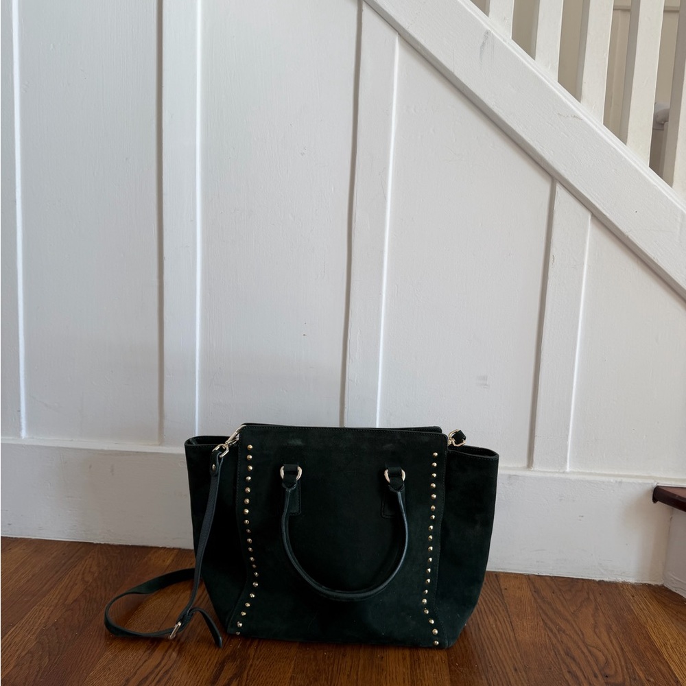 Stuart Weitzman Black Tote with Gold Studs